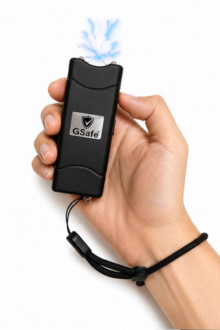 Wrist strap pin inserted — GSafe Stun Gun armed and ready