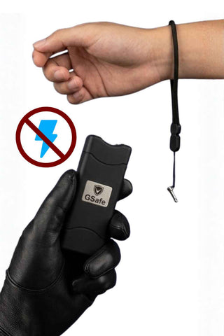 Wrist strap pin removed — GSafe Stun Gun automatically shut off