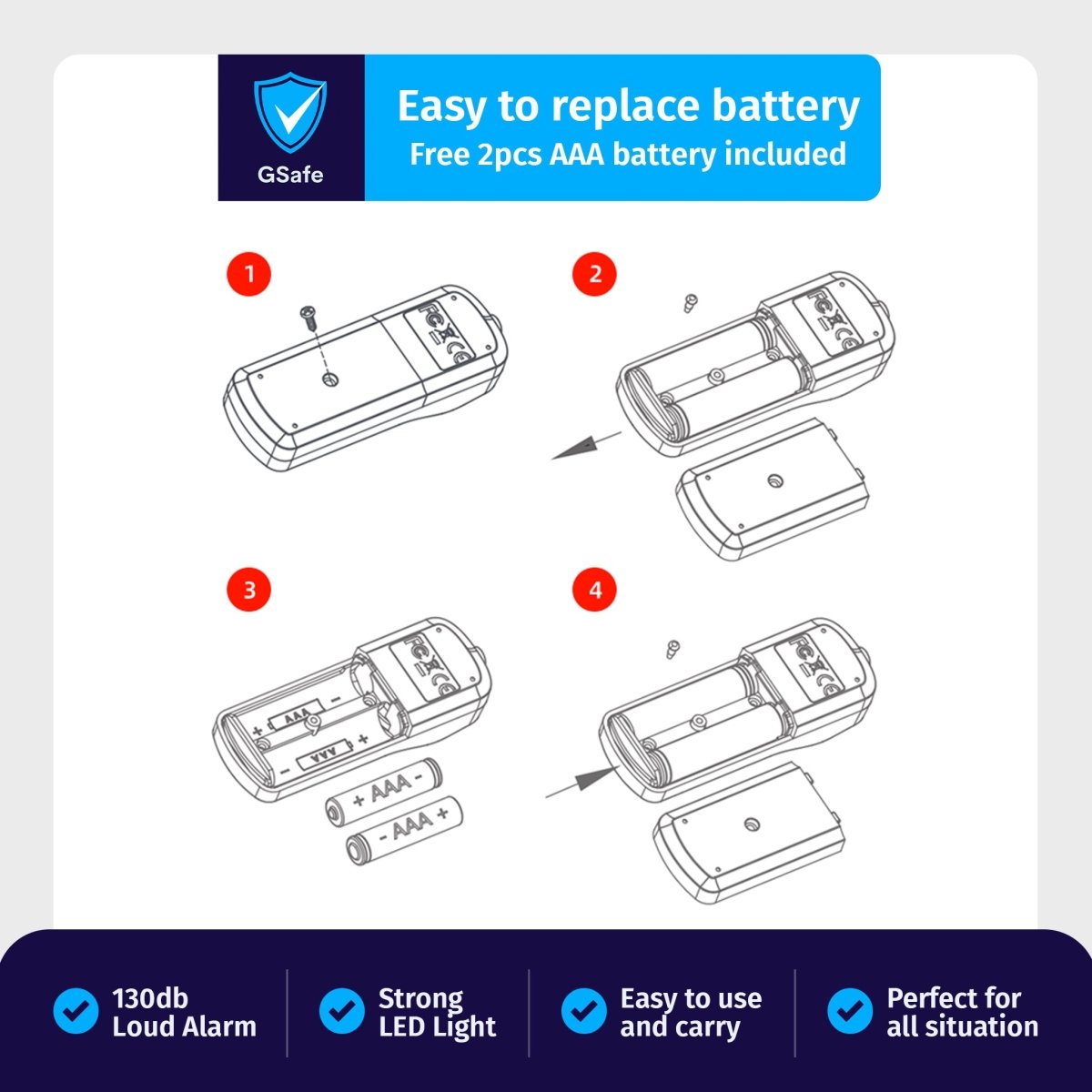 GSafe Ultra-Loud Personal Safety Alarm
