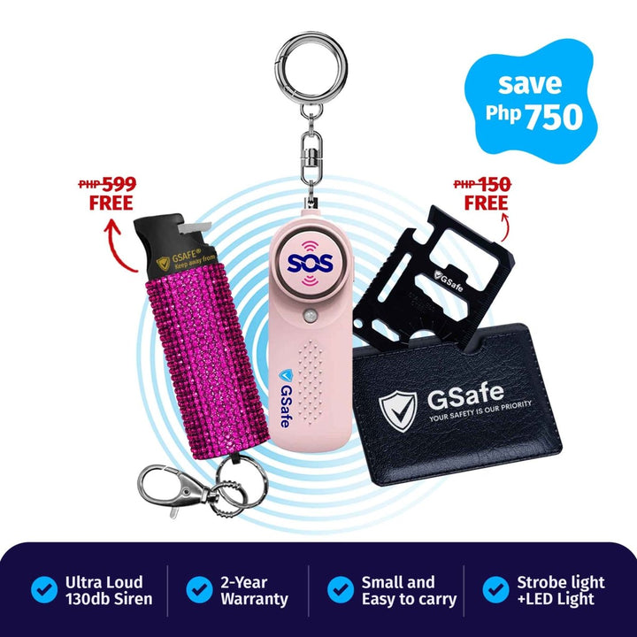 GSafe Personal Safety Set (FREE Pepper Spray & Multi-Tool Card)